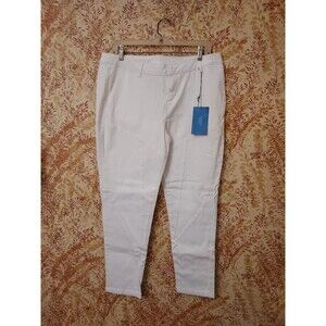 Simply Vera Wang Womens White Shadow Play Stretch Pants Plus Size 16 NEW